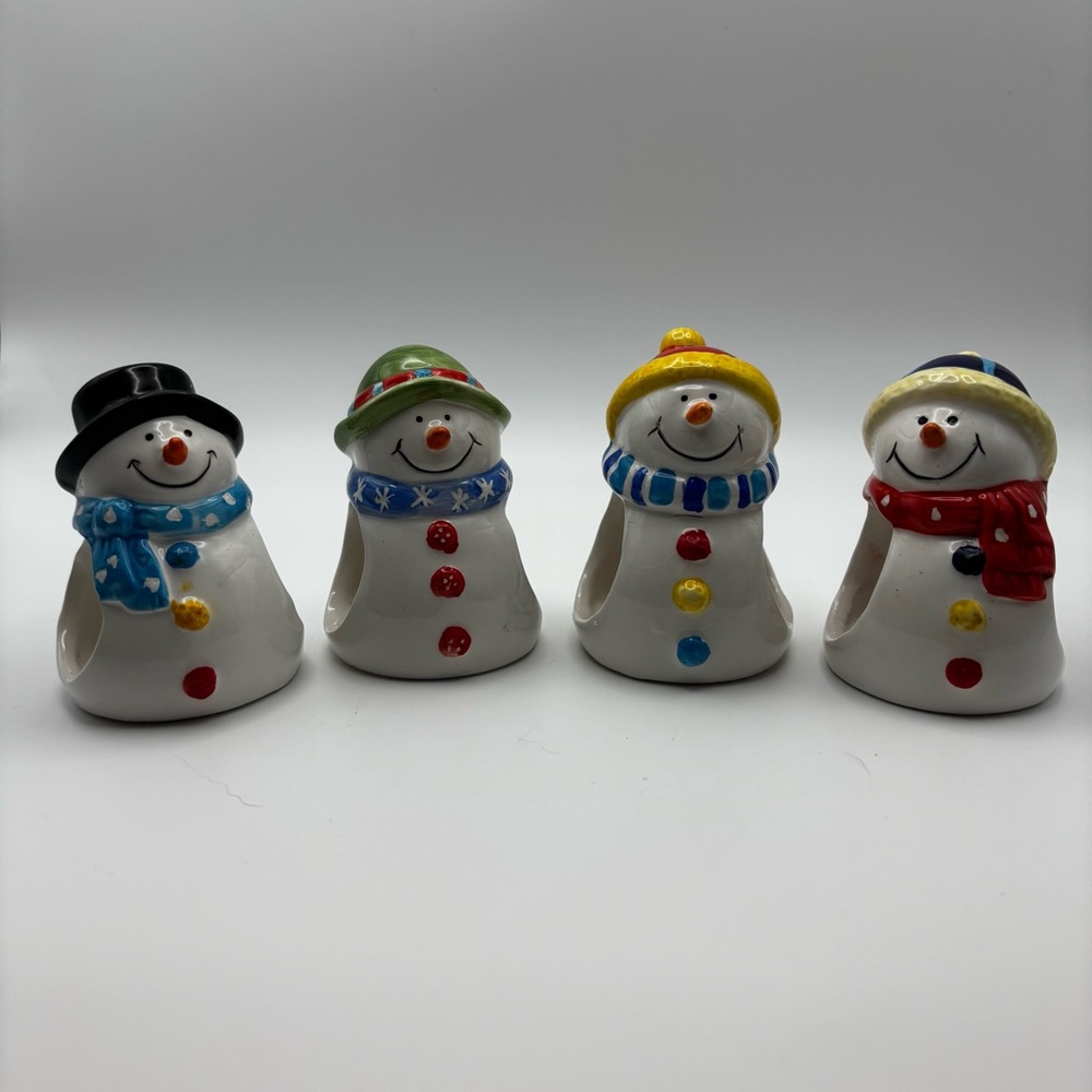 Festive Snowman Candle Holders Set